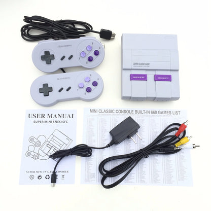 Console Retro Colecionável similar NES/SNES com jogos na memória