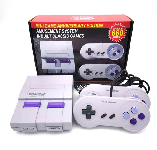 Console Retro Colecionável similar NES/SNES com jogos na memória