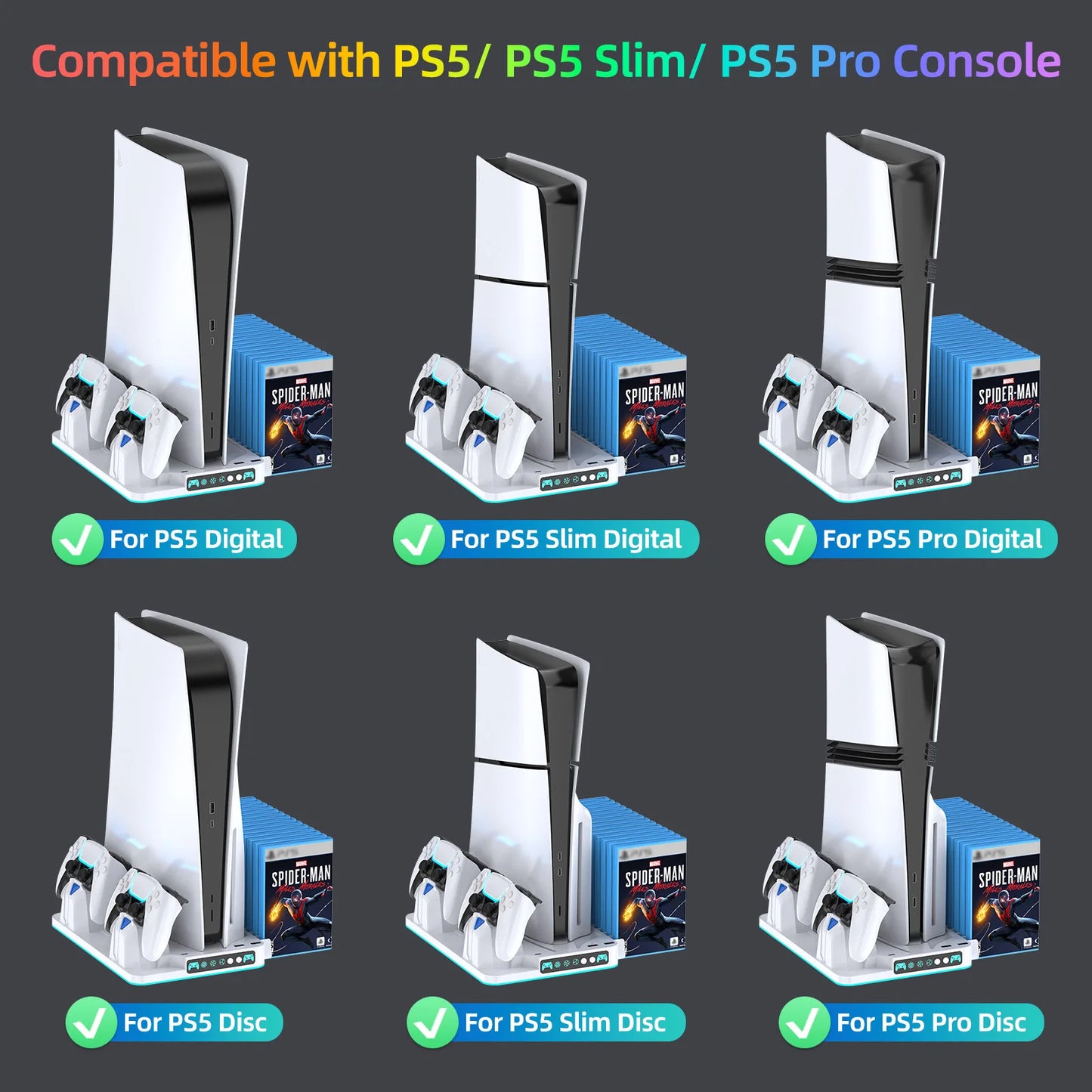 Base de suporte com Cooler de Resfriamento e carregamento de controle PS5