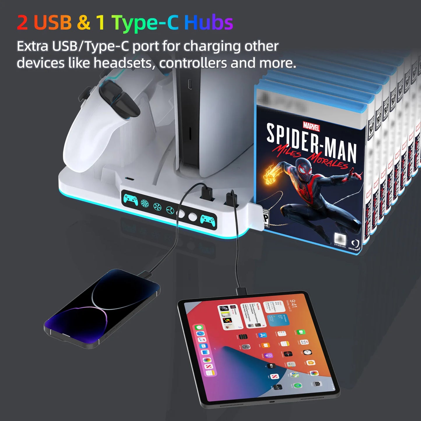 Base de suporte com Cooler de Resfriamento e carregamento de controle PS5
