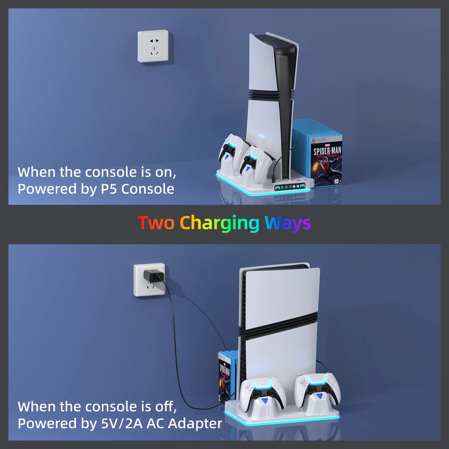 Base de suporte com Cooler de Resfriamento e carregamento de controle PS5