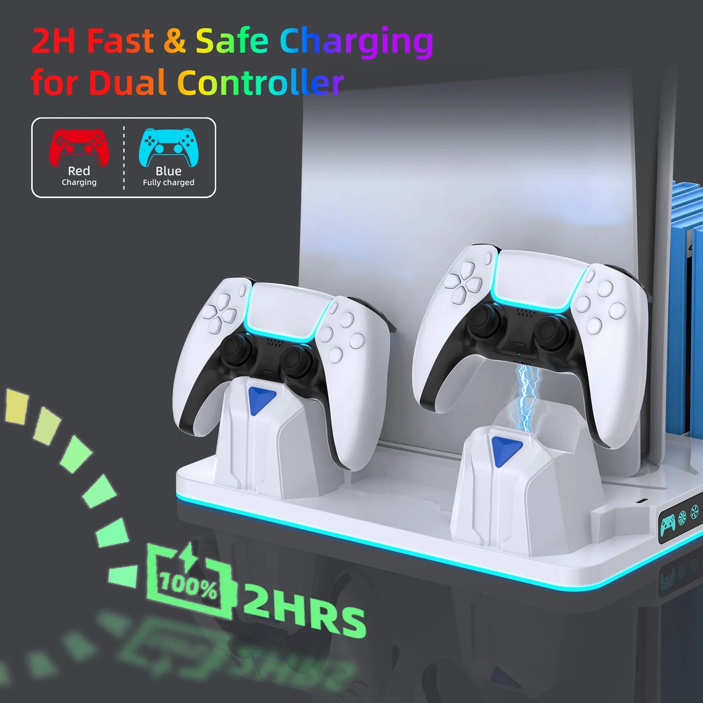 Base de suporte com Cooler de Resfriamento e carregamento de controle PS5